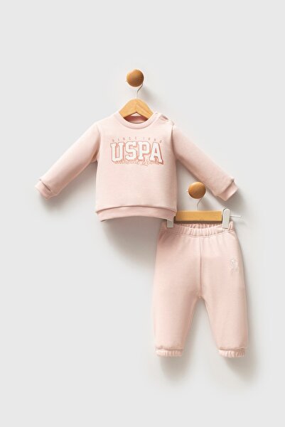 U.S. Polo Assn. KIZ BEBEK ÇOCUK İKİLİ PEMBE PENYE TAKIM