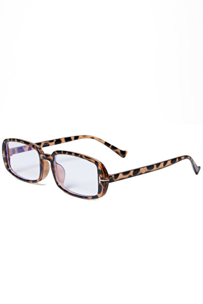 Verano Premium Leopar Desen Dikdörtgen Mavi Işık Korumalı Kadın Gözlük