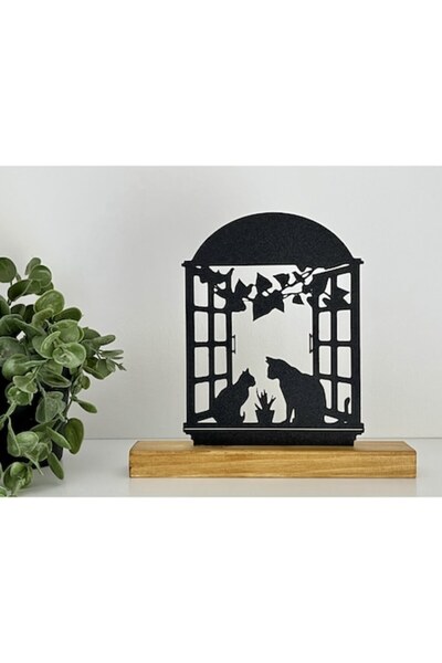 OEM Decorațiune cu pisici la fereastră, cu bază din lemn, cu imprimeu 3D