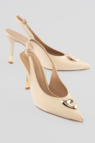 Mubiano Pantofi de damă din satin, cu toc stiletto, cu vârf ascuțit, cu detal...