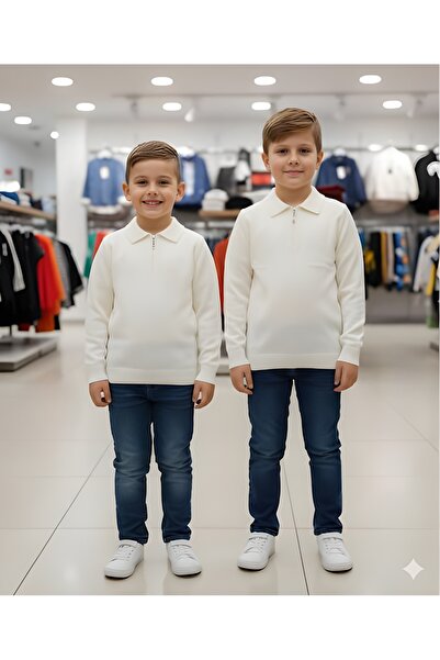 Musti kids سترة تريكو للأولاد لون أبيض 6-14 سنة