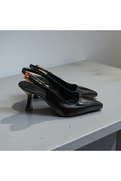 runa shoes Open Back Stiletto Gold Belt Detail Heeled Shoes