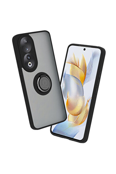 Techsuit Carcasă Honor 90 Glinth cu inel magnetic pentru suport, neagră