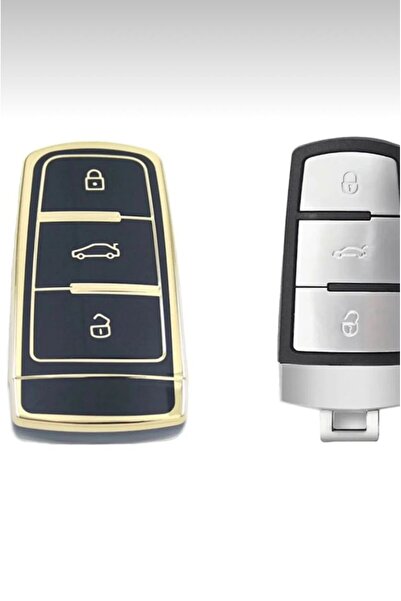 ÖZEN KEYS حافظة التحكم عن بعد لمفتاح السيارة الذكية باللون الأسود لسيارة فولك...