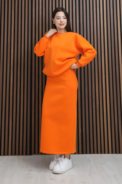 lodmela Basic Comfort επένδυση fleece Σετ με φούστα 6073-Πορτοκαλί