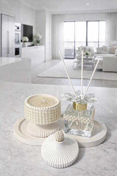 Nunevva 3 Parça İnci Taneleri Dekoratif Kristal Taşlı Oda Kokusu Seti