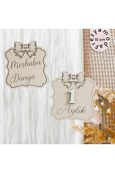 MK butik بطاقات خشبية لتصوير الأطفال مع شريط زينة |   بطاقات صور تطويرية لعمر...