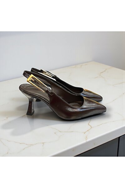 runa shoes Open Back Stiletto Gold Belt Detail Heeled Shoes