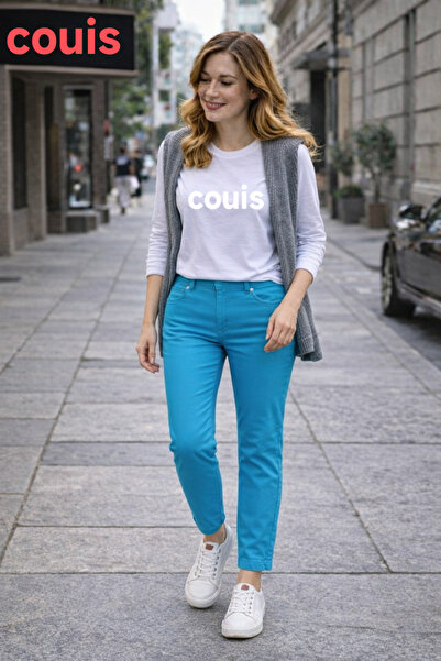 couis Jeans with High Waist, Elasticated Tube Legs, Lycra