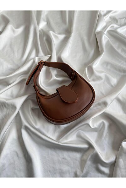 Mia Collection Alora Model Γυναικεία τσάντα χειρός και ώμου καφέ χρώματος