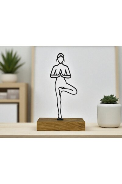 OEM Obiect decorativ yoga, siluetă meditație, suport din lemn, 10 x 16,5 x 4 cm