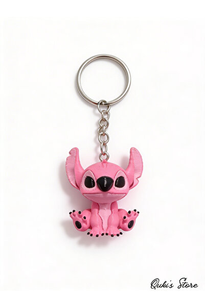 Qukis Store Pembe Stitch, Dekoratif Anahtarlık ve Çantar Charmı, 1 Adet