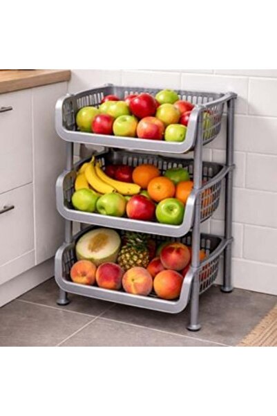 OEM 3-Tier Kitchen Shelf, Gray Plastic, 9.5x31.5x60.5 cm
