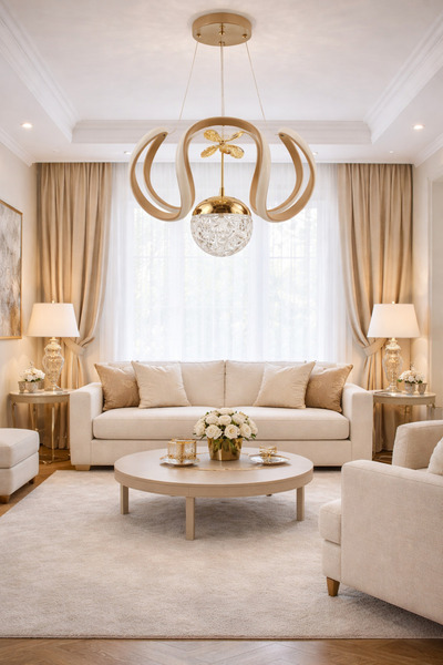 TREND 4KOLLU DRON CAPPUCCİNO KRİSTAL KELEBEKLİ ŞEKER TOPLU LED AVİZE