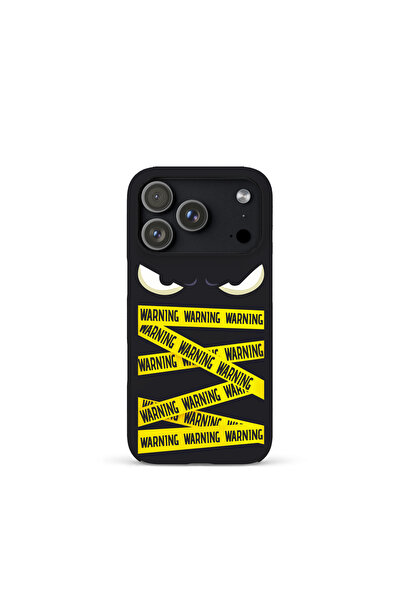 KaffCase غطاء هاتف فاخر متوافق مع آيفون 17 برو ماكس بتصميم مطبوع تحذيري