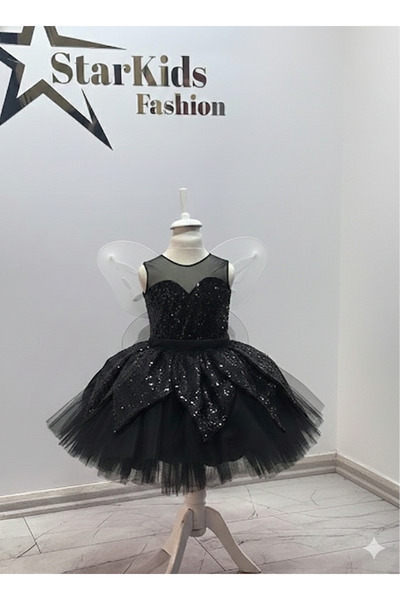 Star Kids Kız Çocuk Siyah Tinker Bell Kostümü,Kız Çocuk Peri Kostümü,Kanatlar...