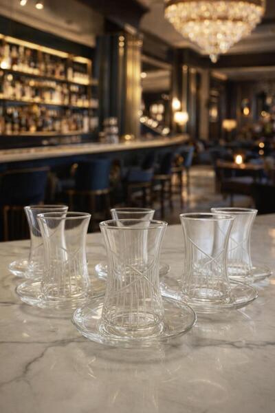 sigmaglas Elegantly Designed 12-Piece Glass Tea Set for 6 People for Modern D...