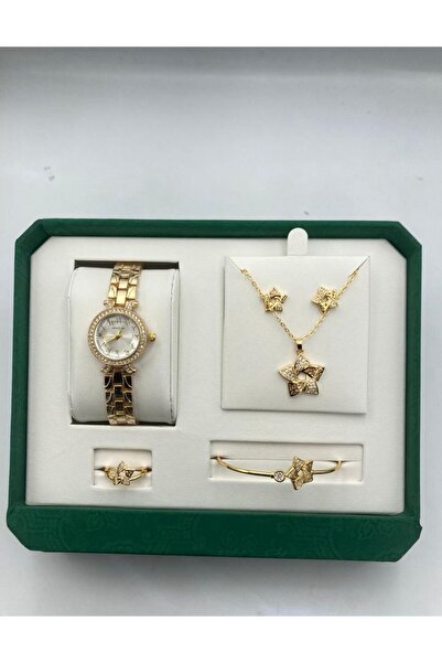 Zarif Women's five-piece watch and accessory set: watch, bracelet, ring, neck...