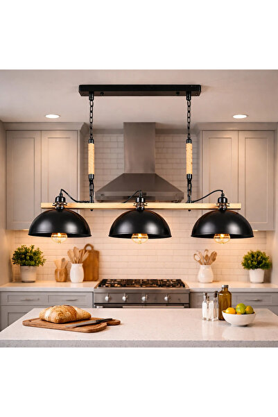 HAMER Modern black pendant lamp, 70cm, 1.5m tall | Rustic lighting adds a cla...