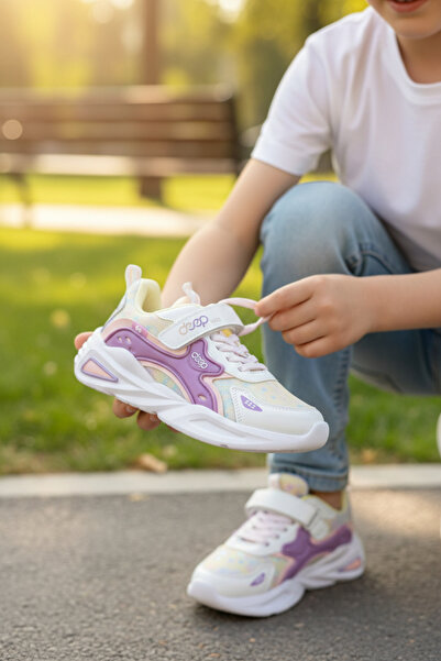 enoch حذاء رياضي للأطفال من إينوخ بتفاصيل لوحة مموجة وشريط فيلكرو