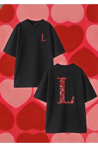 playwear Tricou oversize cu imprimeu pe spate cu litera L și imprimeu pe piep...
