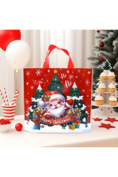 esdekor 1Pc Festive Santa Claus Christmas Tree Gift Bags Red Plastic