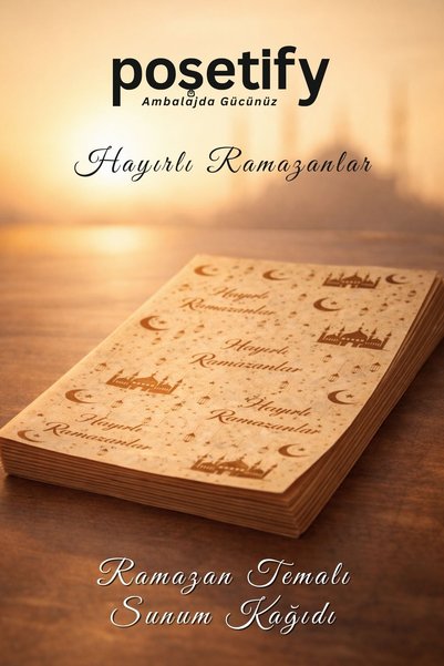 POŞETİFY 50 Pieces of Ramadan Themed Oil Resistant Paper 25X35Cm |   Patterned Presentation Paper |   Decorative Serving Paper