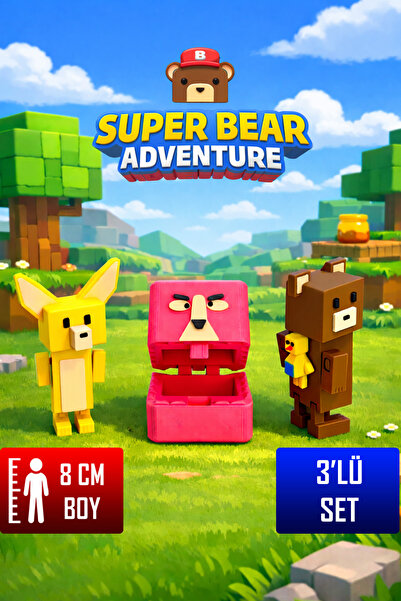 YAGLİZ Super Bear Adventure Ayı, Tilki ve Tavşan Figür Seti – Tüm Eklemleri H...