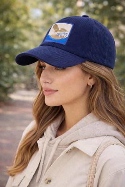 Wearflawless Șapcă din catifea bleumarin, șapcă de baseball din catifea ajust...