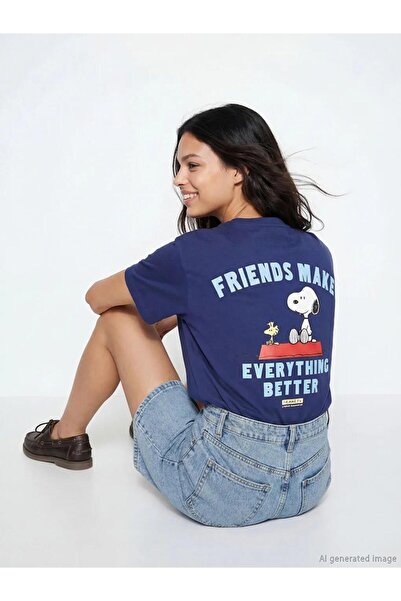 LC Waikiki Crew Neck Snoopy Printed Women's T-Shirt (S6)