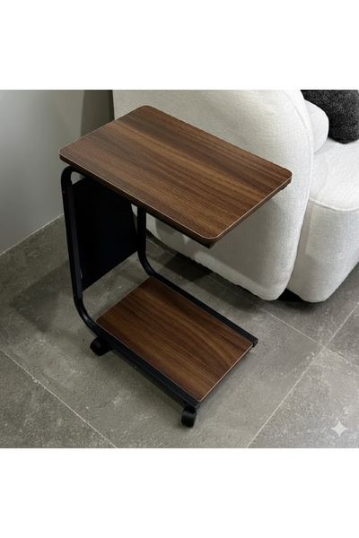 terndat Single serving table with brown wood covers