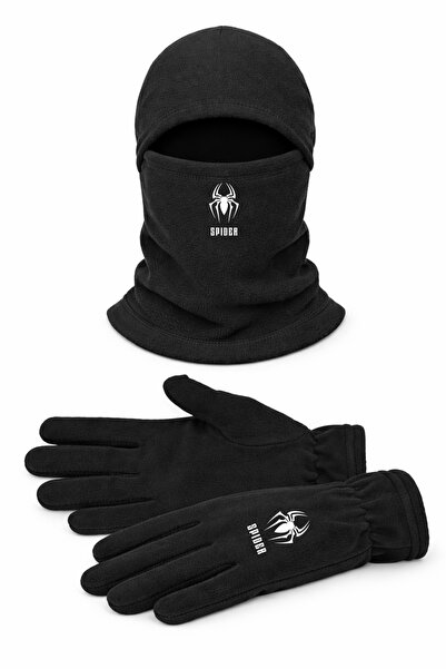Omotasarım Spider Unisex Polar Uzun Eldiven Kar Maskesi Set