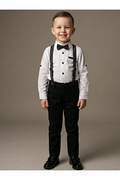 Terry Kids Boy's Holiday Suit, Suspender Suit with Bow Tie, Children's Suit f...