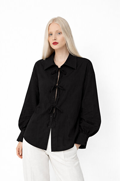 PIOVE Buttoned Shirt with Front Tie Detail – Elegant