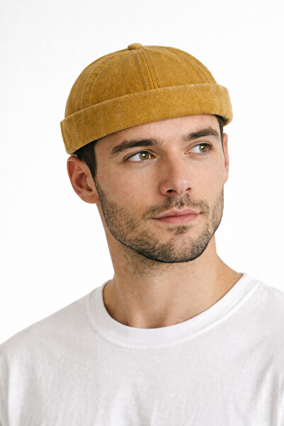 CosmoOutlet Washable Yellow Docker Hat Men's Adjustable Buckle Vintage Casual...