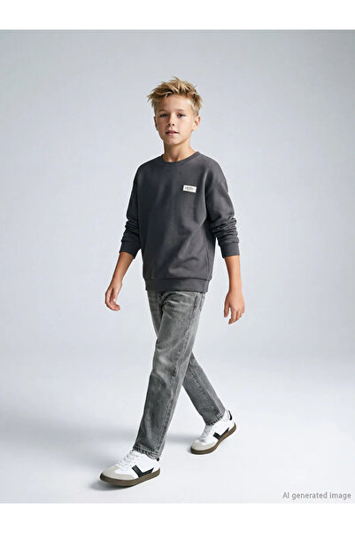 LC Waikiki Παιδικό τζιν παντελόνι LCW Kids Anthracite Baggy Fit για αγόρια