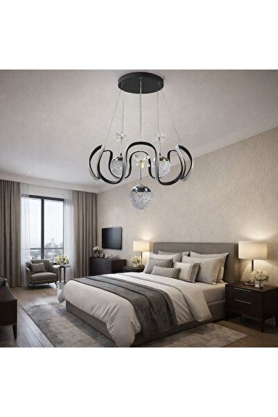 TREND KAFKAS Noir Butterfly Siyah Avize – 3 kristal küre Modern Tasarım