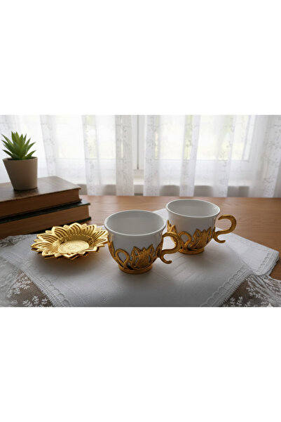Meya design Decorative Coffee Cup Set – Ceramic Cup with Zamak Body