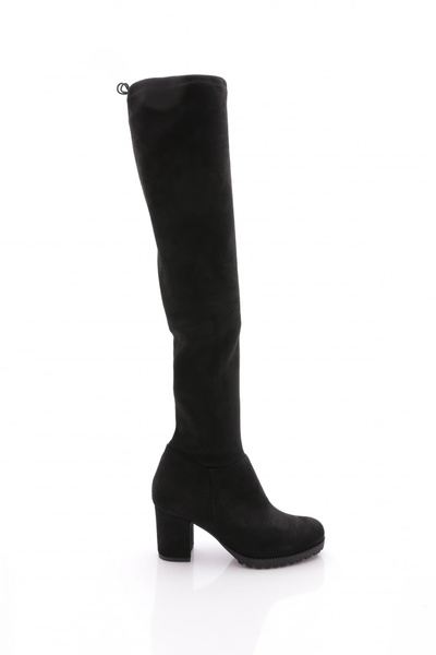 DGN 5400-22K Women's Stretch Detailed Zippered Knee High Heeled Boots