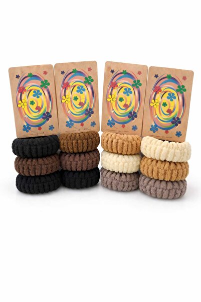 KRAFTELLA Set of 12 Soft Rubber Hair Clips — Brown Tones Horsetail Clip-Thick...