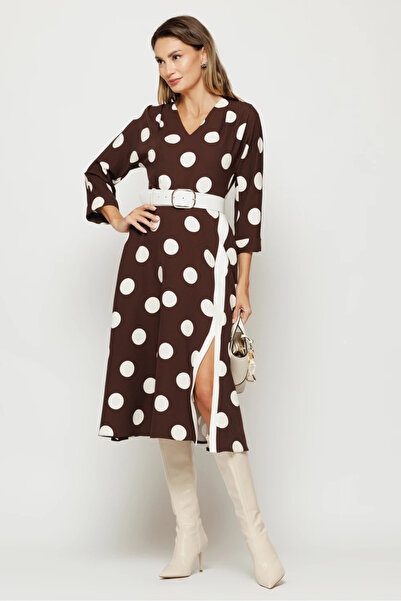 Ejolie Nolia brown dress with Polka Dot