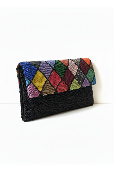 Generic Multicolor Beaded Clutch Bag with beaded Strap – Handmade Evening Par...