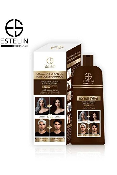 ESTELİN Collagen & Argan Oil Hair Color Shampoo Dark Brown 400 ML