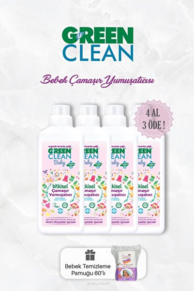 Green Clean 4 AL 3 ÖDE Bitkisel Bebek Çamaşır Yumuşatıcısı 1000 ml