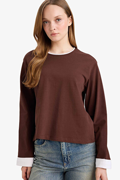 DeFacto G8576Axbn341 Brown Loose Fit Tunic