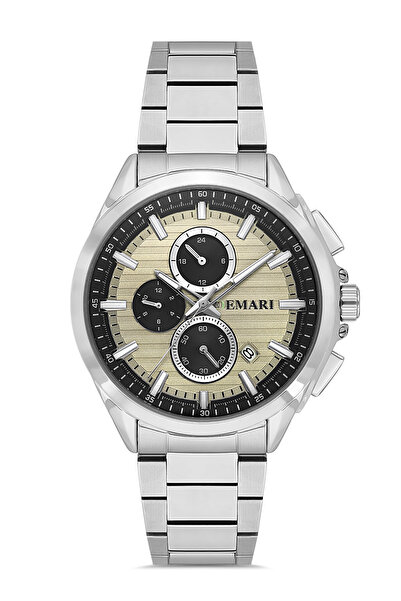 DEMARİ Men's Wristwatch Quartz Multifunction Steel Band, Gold Dial Dm-00118G-A6