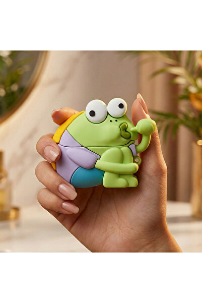 Samsung حافظة جالاكسي بادز 3 برو على شكل ضفدع أخضر لطيف مع شخصيات كرتونية