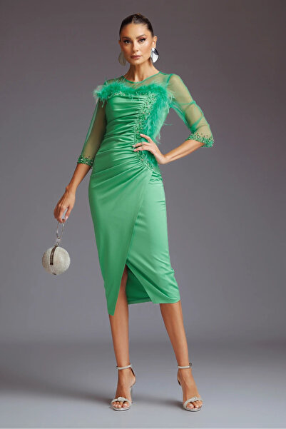 Ejolie Ruth green dress with flakes