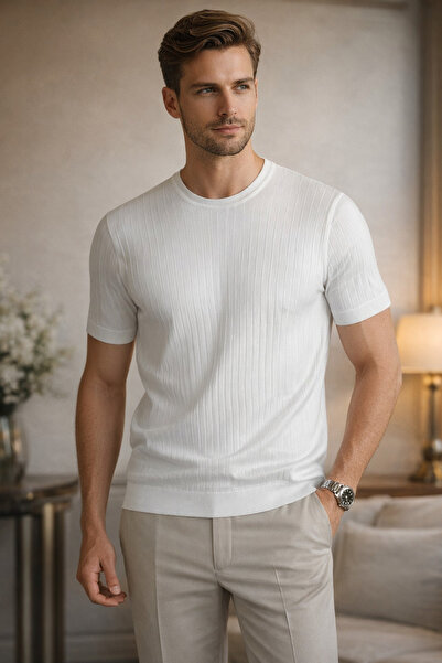 GAFE MODA ERKEK BİSİKLET YAKA ÇİZGİLİ TRİKO TİŞÖRT