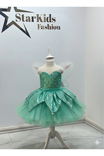 Star Kids Kız Çocuk Mint Yeşili Tinker Bell Kostümü,Kız Çocuk Peri Kostümü,Ka...